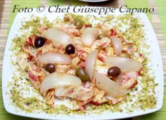 Radicchio in insalata con cipolle e olive