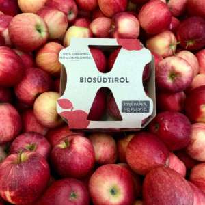 La confezione in cartone delle mele Biosüdtirol