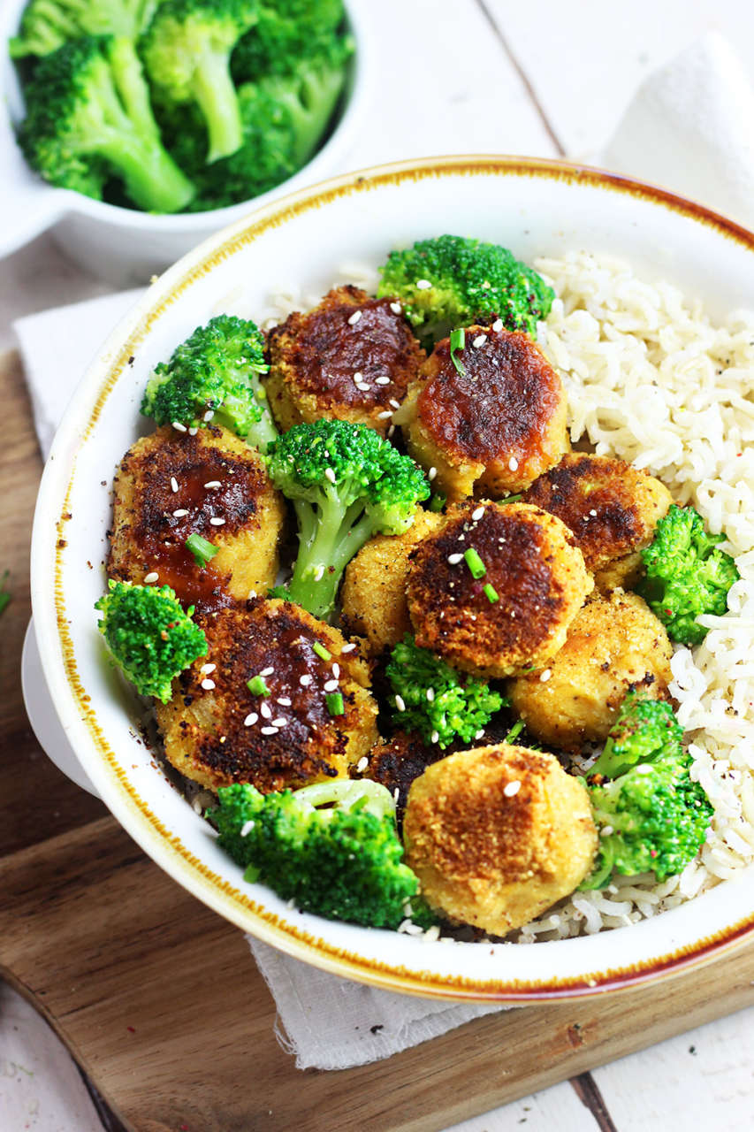 Riso con broccoli e polpette: vegan senza glutine