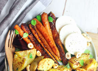 Insalata di patate, barbabietole e carote