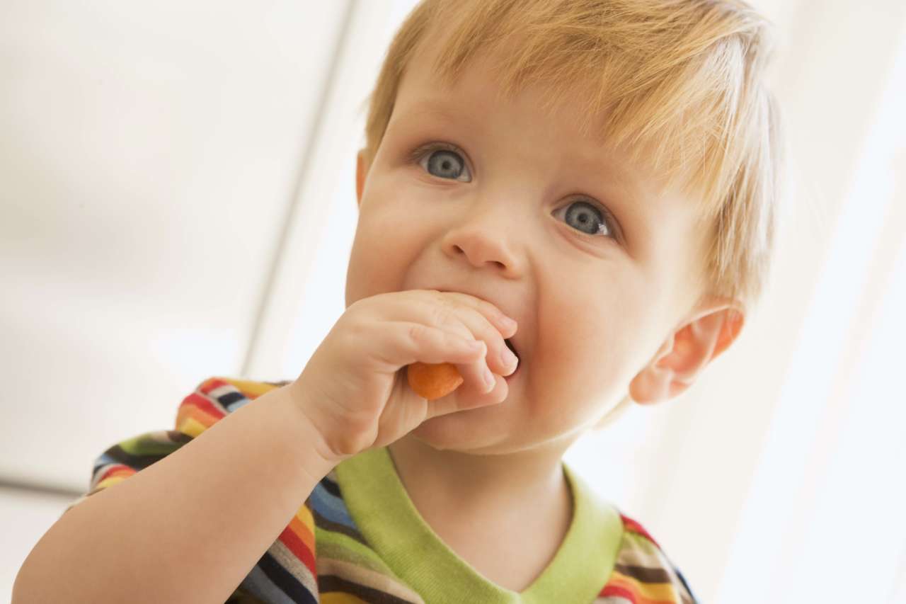Glifosato nella dieta: bambino piccolo che mangia una carota
