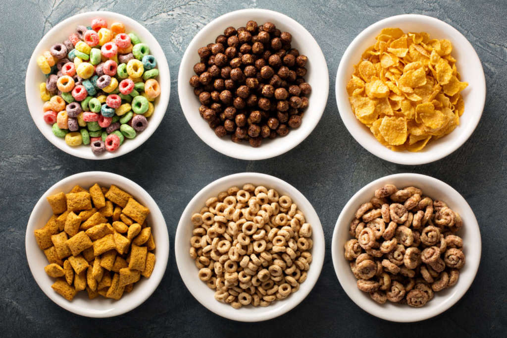 varietà di cereali per la colazione