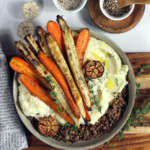 Purè su lenticchie con carote arrosto