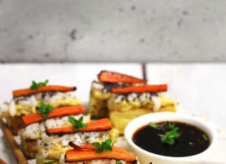Sushi di zucchine, fagioli e carote